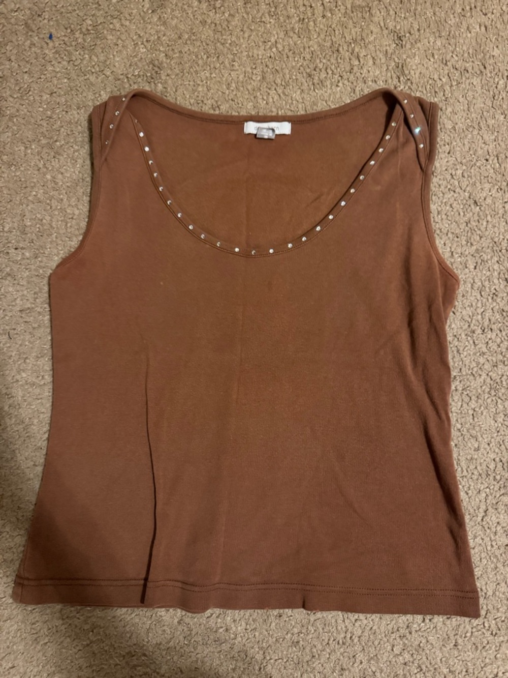 Dress Barn Sleeveless Stud-Trim Tank Top - Brown